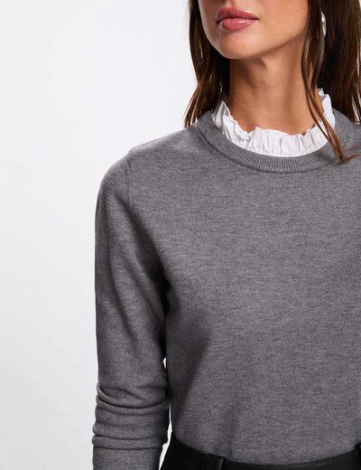 Sweater with shirt collar light grey women