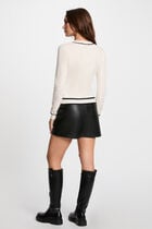 Pull col rond manches longues ivoire femme