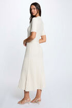Knitted dress with folded collar ivory women