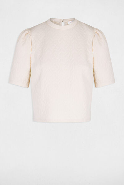 Quilted short-sleeved sweatshirt medium ecru ladies'