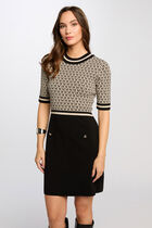 Robe tricot courte ajustée sable femme