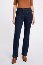 High-waisted bootcut jeans raw denim women