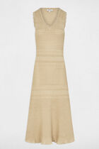 Knitted v-neck dress gold yellow women