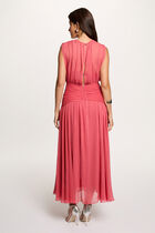 Draped long dress antique pink women