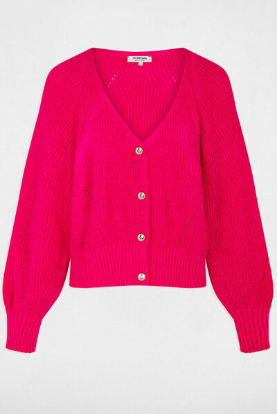 Buttoned long-sleeved cardigan medium pink ladies'
