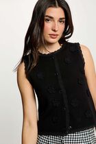 Fitted cardigan with round neck black women