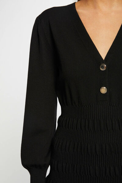Skater jumper dress with V-neck black ladies'