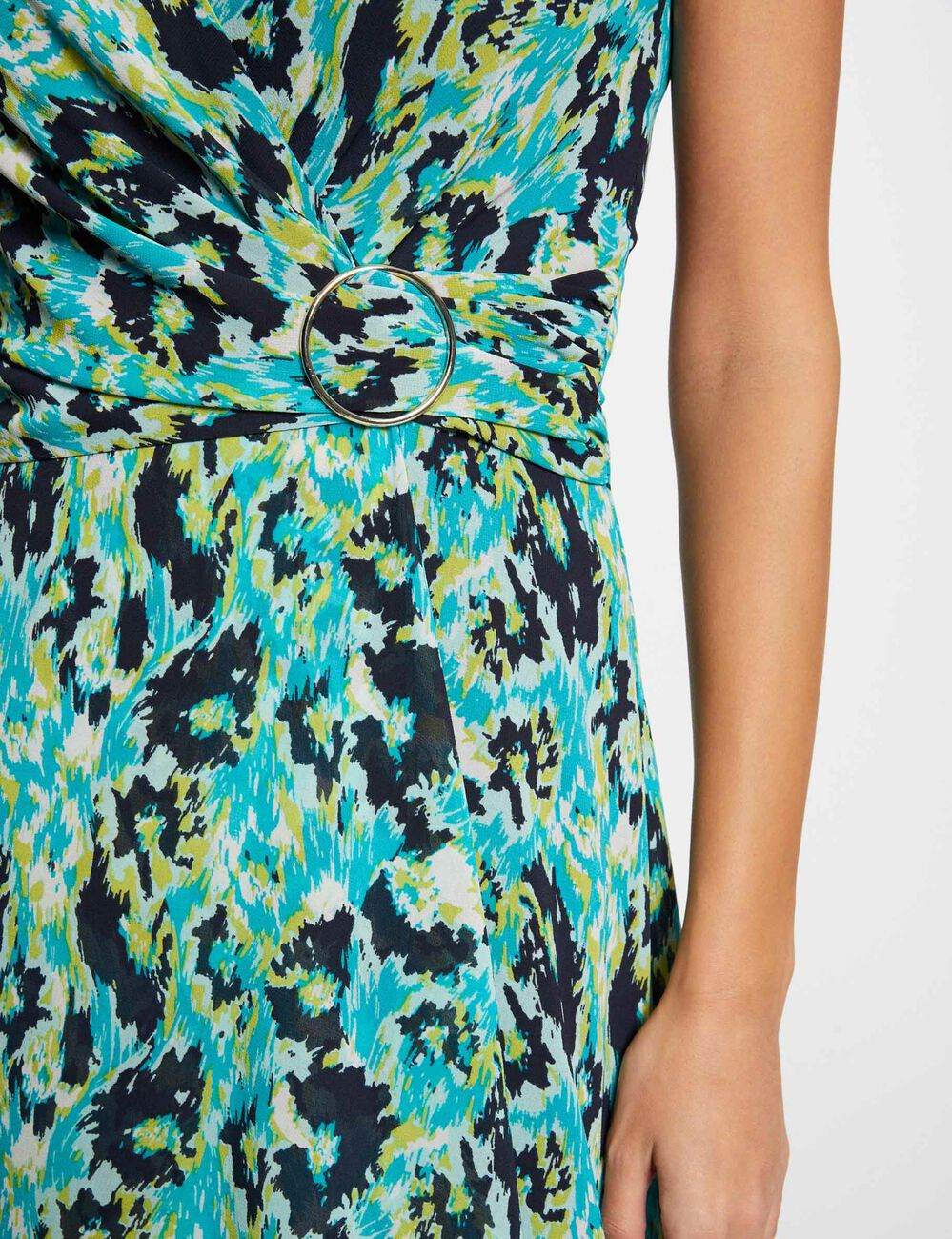 Printed waisted maxi dress green women