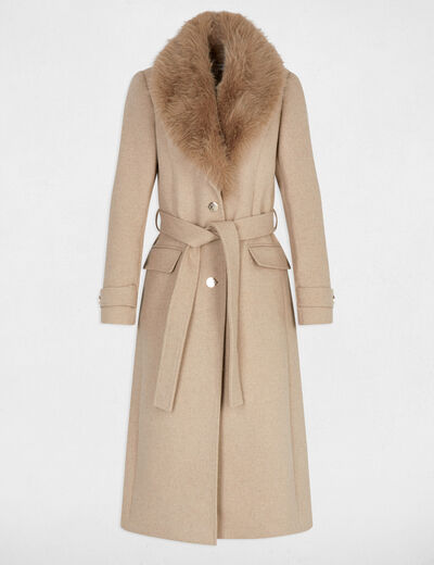 long belted coat beige women Long belted coat beige women