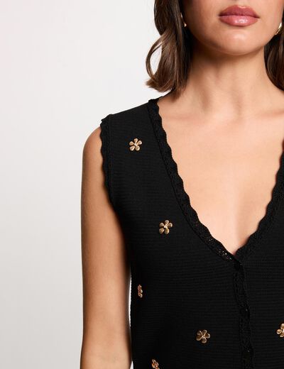Sleeveless cardigan black women