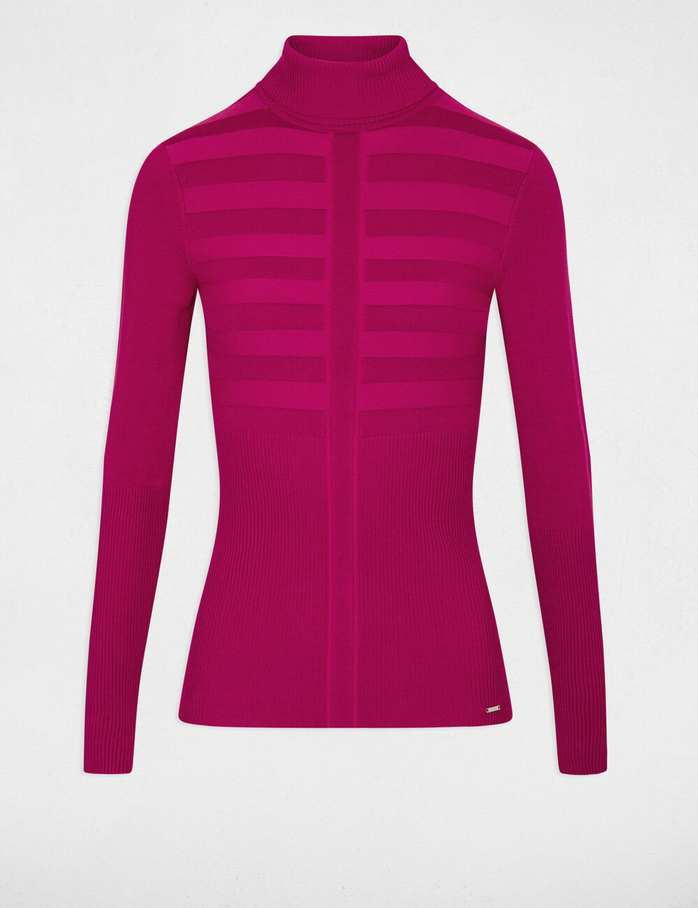 Fitted high neck sweater dark pink women