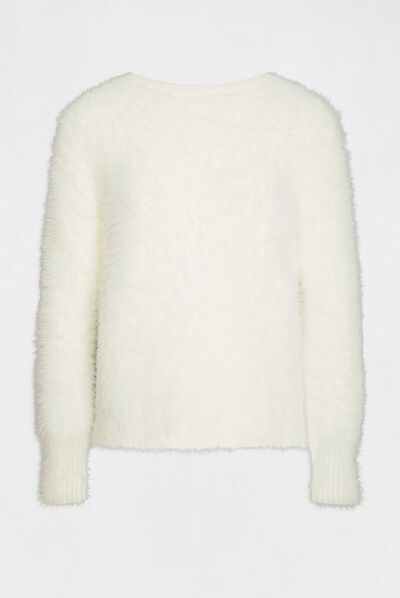 Long-sleeved jumper with open back ecru ladies'