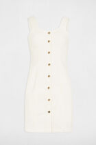 Short fitted denim dress ecru women