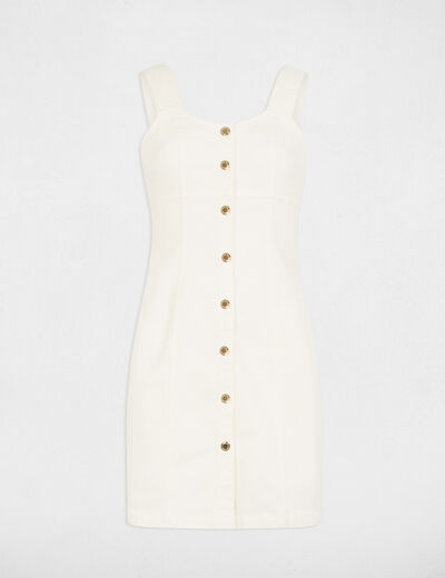 Short fitted denim dress ecru women