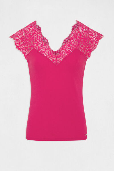 Vest top with wide straps and lace  ladies'