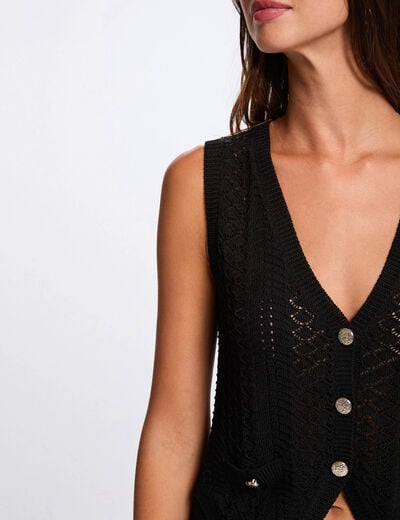 Sleeveless V-neck cardigan black women