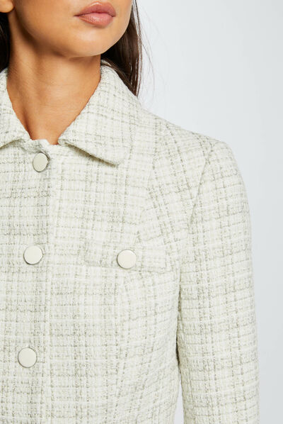 Straight jacket with metallised threads ecru ladies'