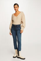 Jeans slim taille haute denim stone femme