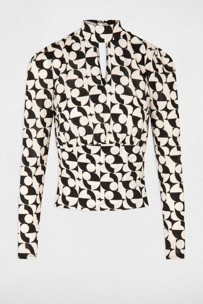 Long-sleeved printed t-shirt multico ladies'