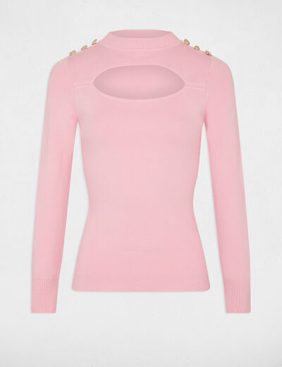 Long-sleeved jumper with opening medium pink ladies'