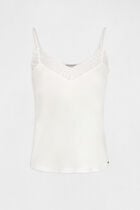 Vest top with thin straps and lace ecru women
