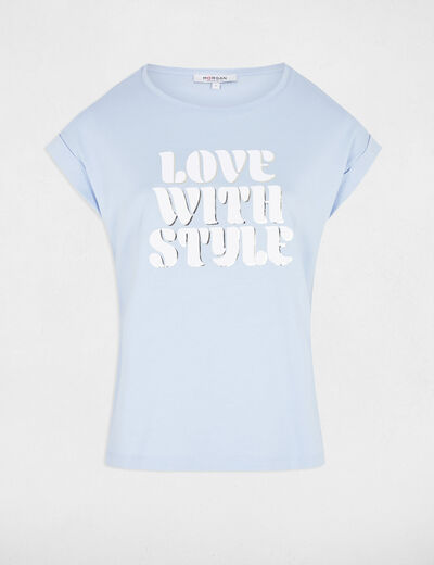 T-shirt with message sky blue women