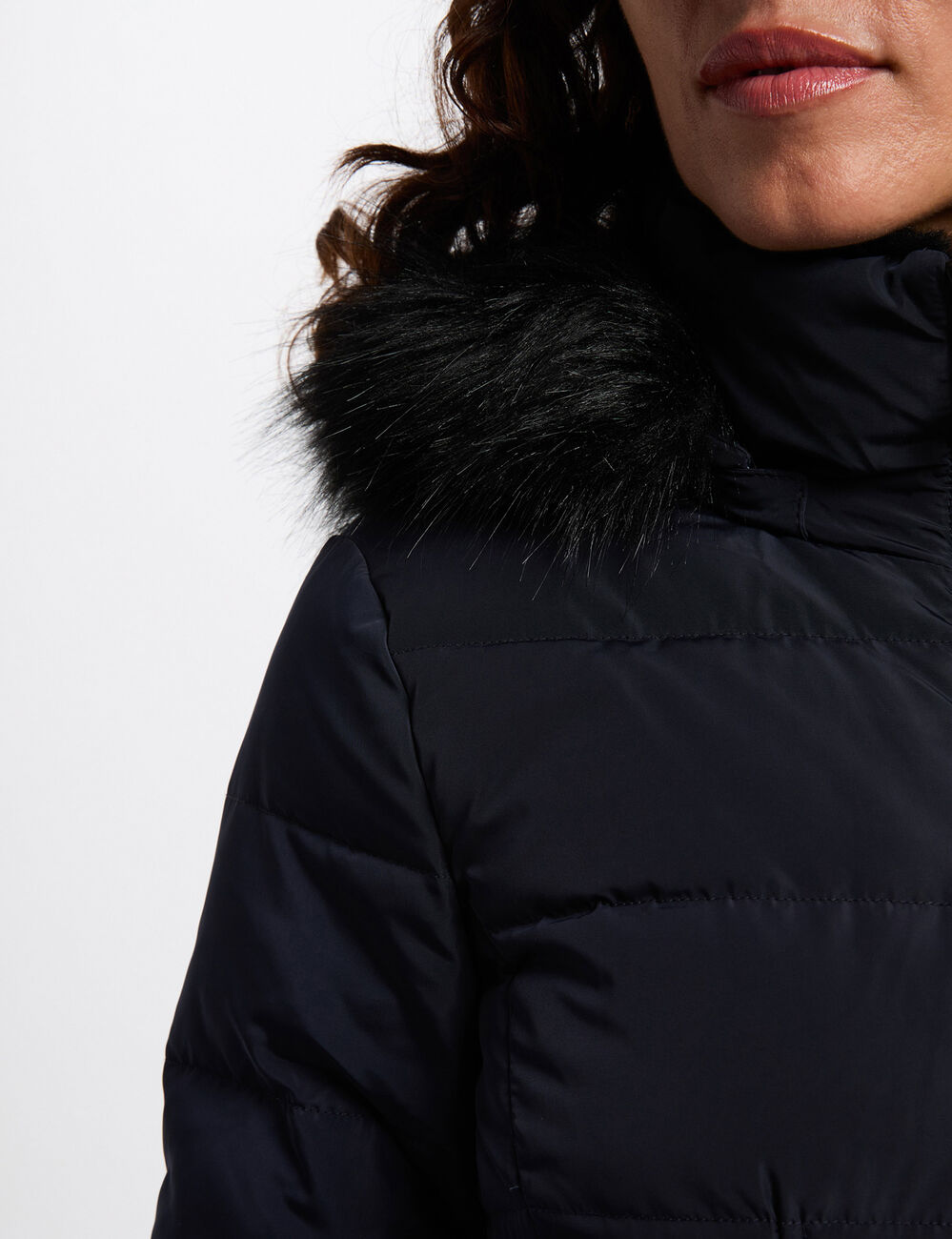 Fitted short puffer jacket navy blue women