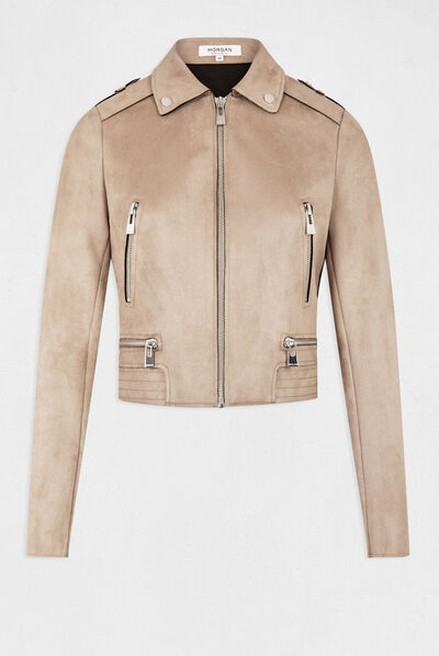 Straight jacket with suede effect  ladies'