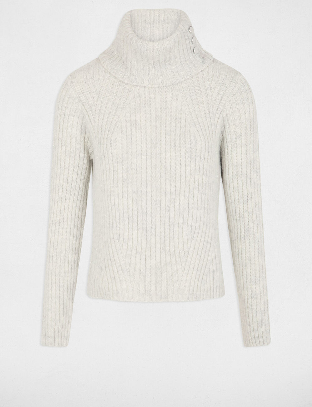 Jumper turtleneck with buttons light grey women