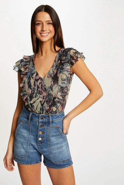 Short-sleeved t-shirt abstract print multico ladies'