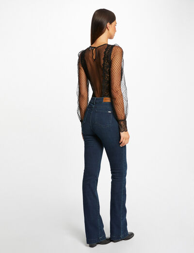 Long-sleeved body with dobby spot black women