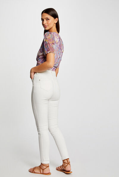 Short-sleeved t-shirt floral print purple ladies'