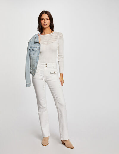 Bootcut jeans with flap pockets ecru ladies'