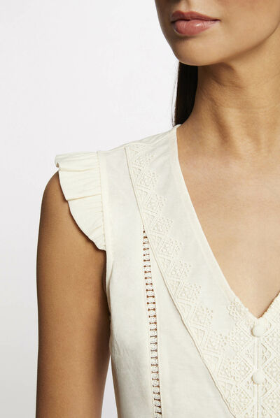 Short-sleeved t-shirt with lace  ladies'
