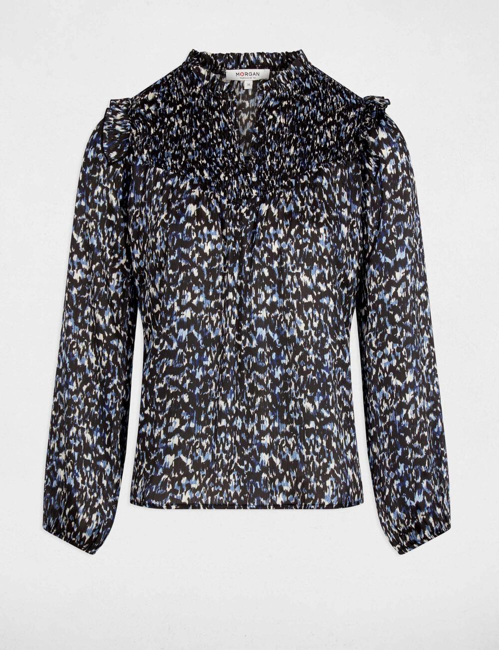 Pleated blouse with V-neck multicolor women