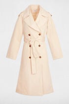 Trench long col tailleur sable femme
