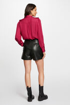 High-waist faux leather shorts black women