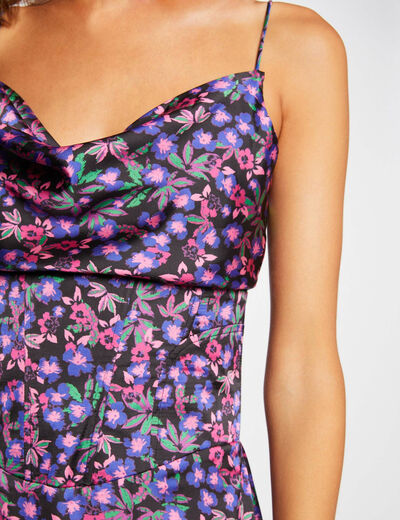 Midi straight dress with floral print multicolored women