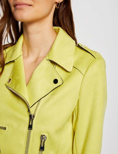 Zipped short suede jacket medium yellow ladies'