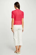 Shirt with English embroidery raspberry women