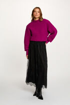 Pull oversize col montant violet femme