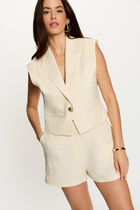 Sleeveless embroidered jacket cream women