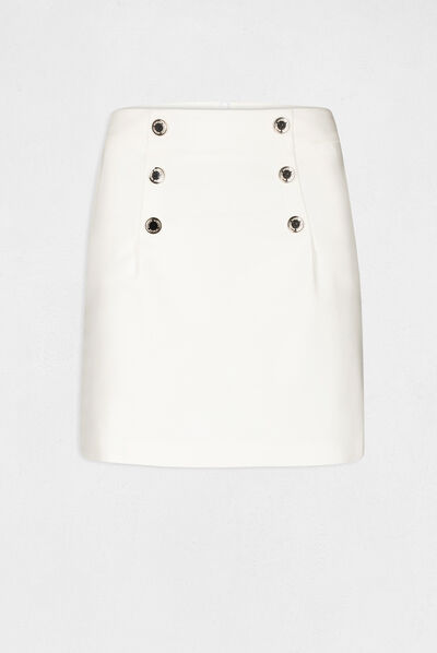 High-waisted straight skirt with buttons ecru ladies'