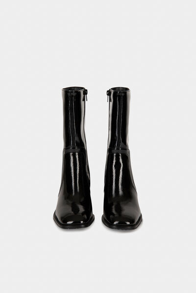 Patented boots with heels black ladies'