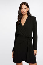 Stripped tied wrap dress black women