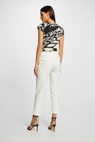 Short-sleeved t-shirt abstract print black ladies'