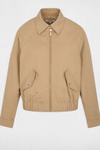Short jacket with open collar beige women