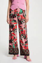 Pantalon large imprimé multicolore femme