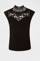 Short-sleeved t-shirt with lace black women