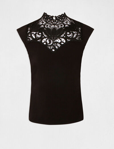 Short-sleeved t-shirt with lace black women